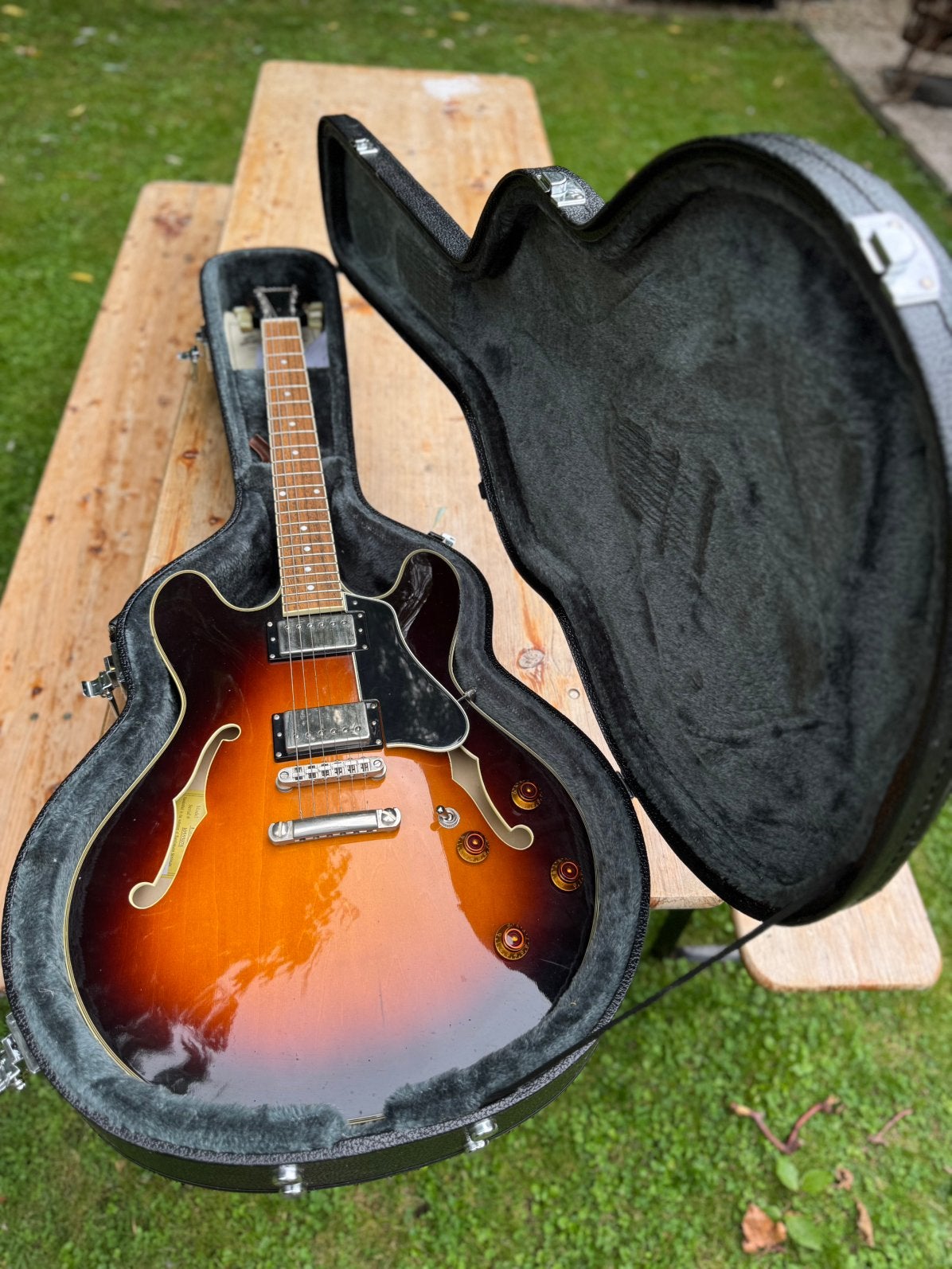 Eastman T386-SB Sunburst - étui d’origine - certificat, Musique & Instruments, Enlèvement, Comme neuf, Semi-solid body, Autres marques