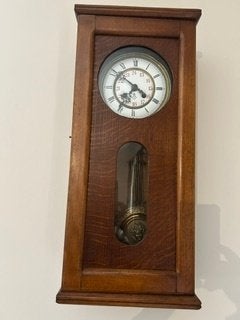 Wandklok met houten pendule, Antiek en Kunst, Ophalen