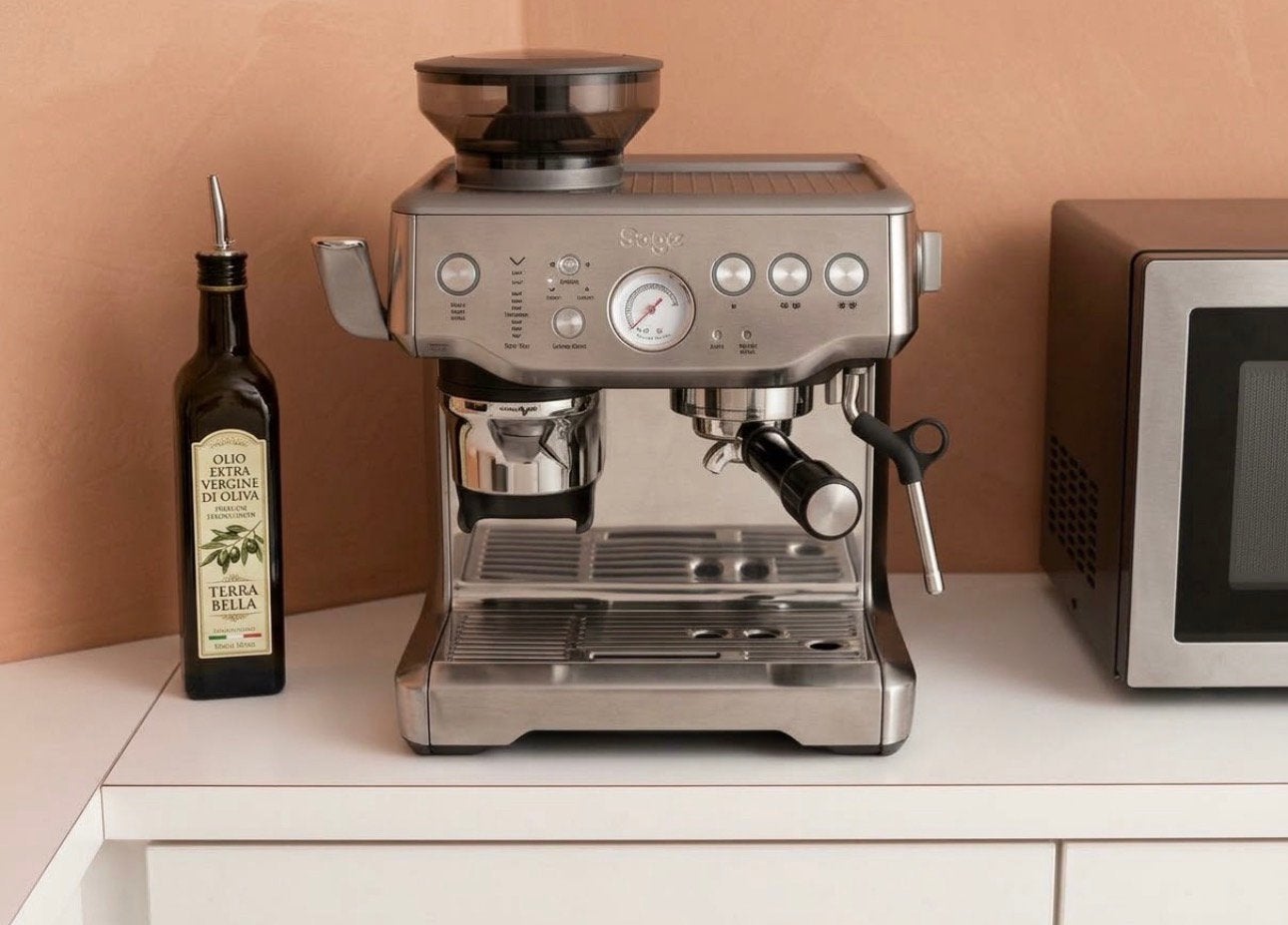 Sage Barista Express Impress, Elektronische apparatuur, Espresso apparaat, 10 kopjes of meer, Ophalen of Verzenden, Zo goed als nieuw