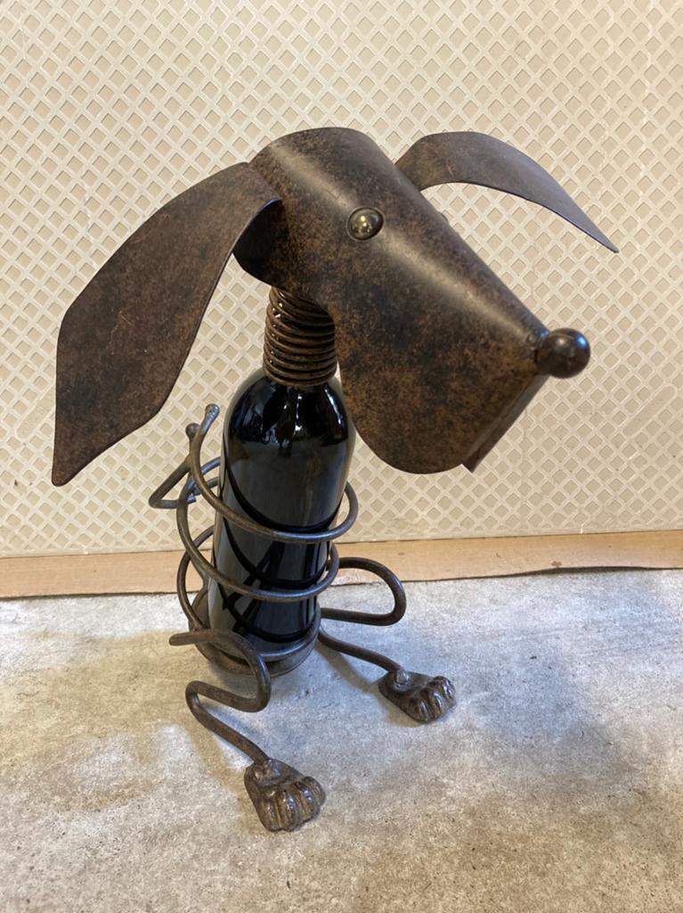 Metalen fleshouder hond, Ophalen, Zo goed als nieuw, Minder dan 5 flessen, Metaal