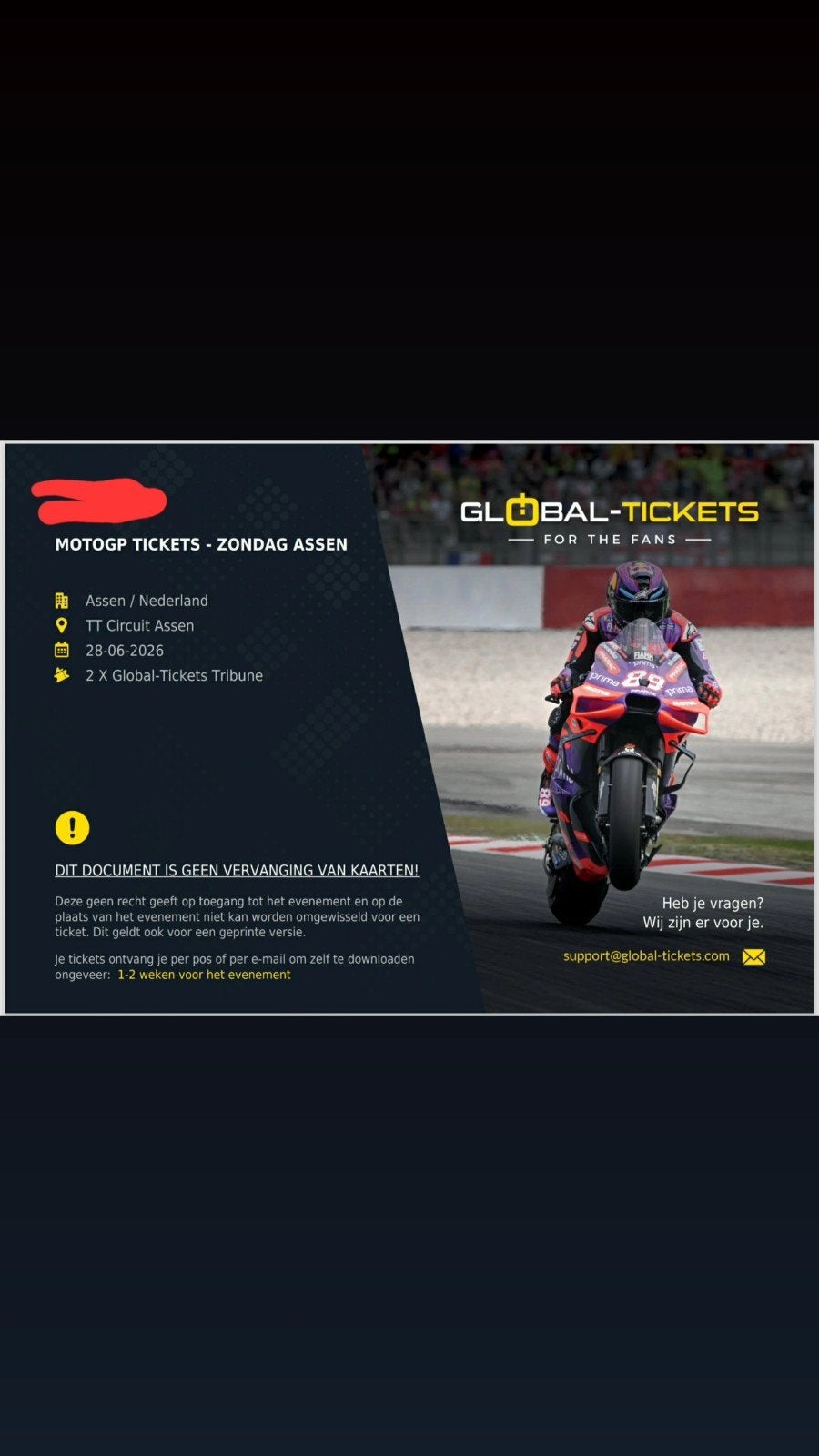 2 places tribune moto gp Assen dimanche 28juin 2026, Tickets & Billets, Sport | Autre