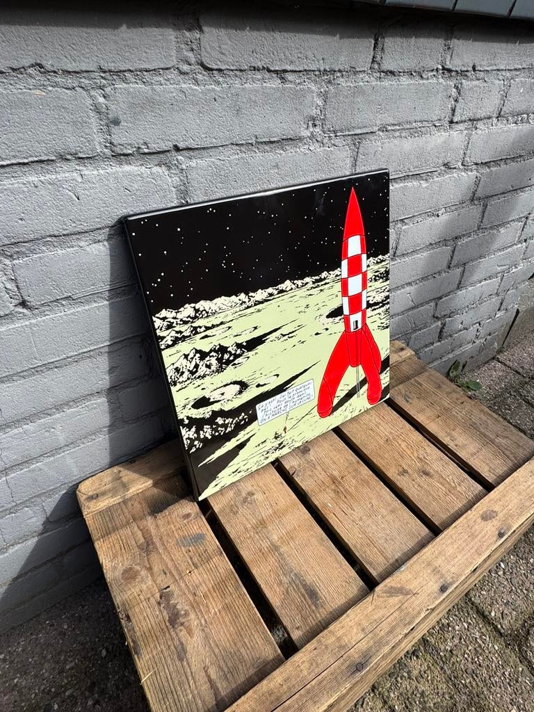 Mooi Kuifje Raket emaille reclamebord, Ophalen of Verzenden, Zo goed als nieuw, Reclamebord