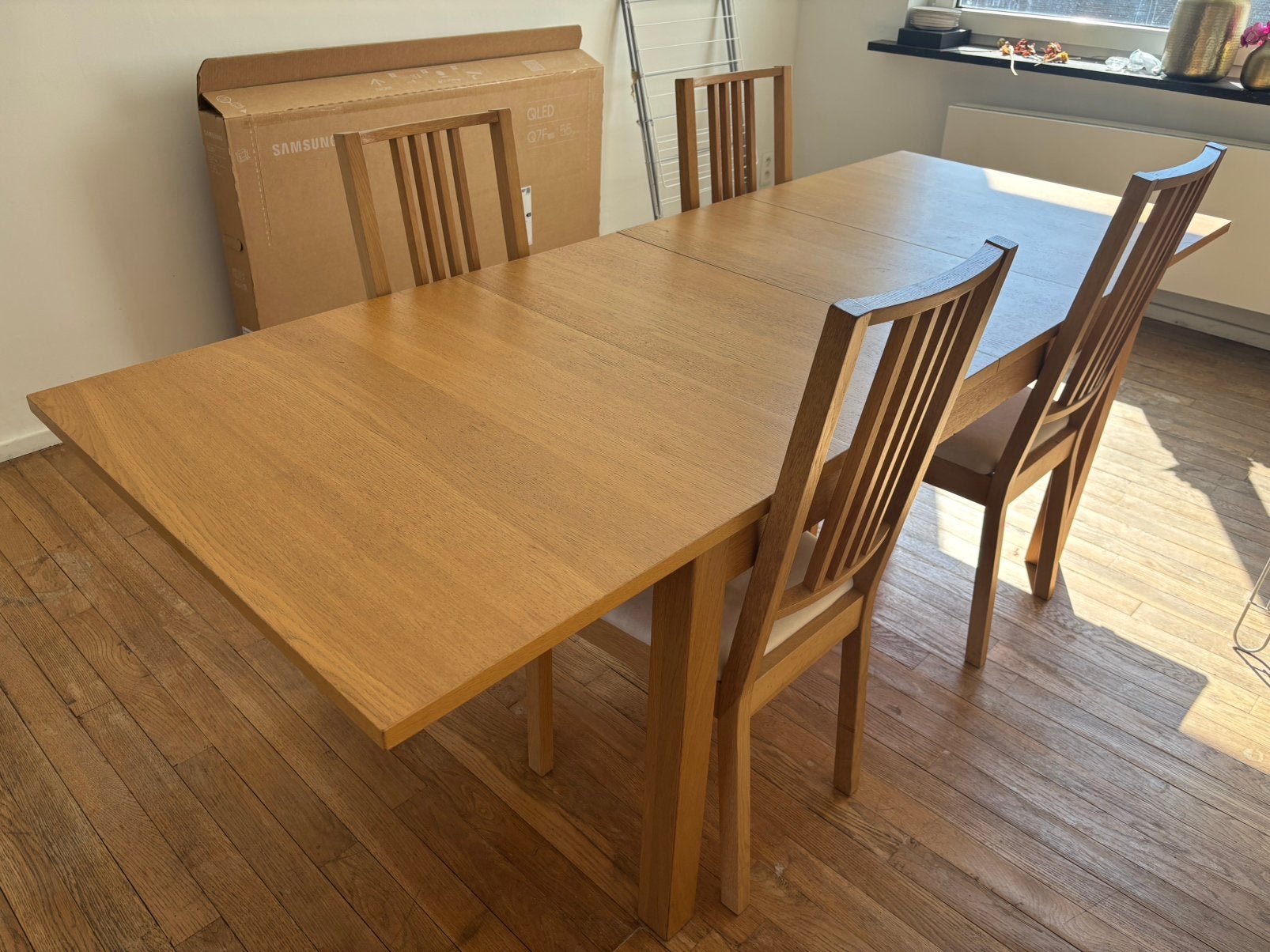 Table a manger extensible + 4 chaises, Maison & Meubles, Enlèvement, Utilisé, Bois