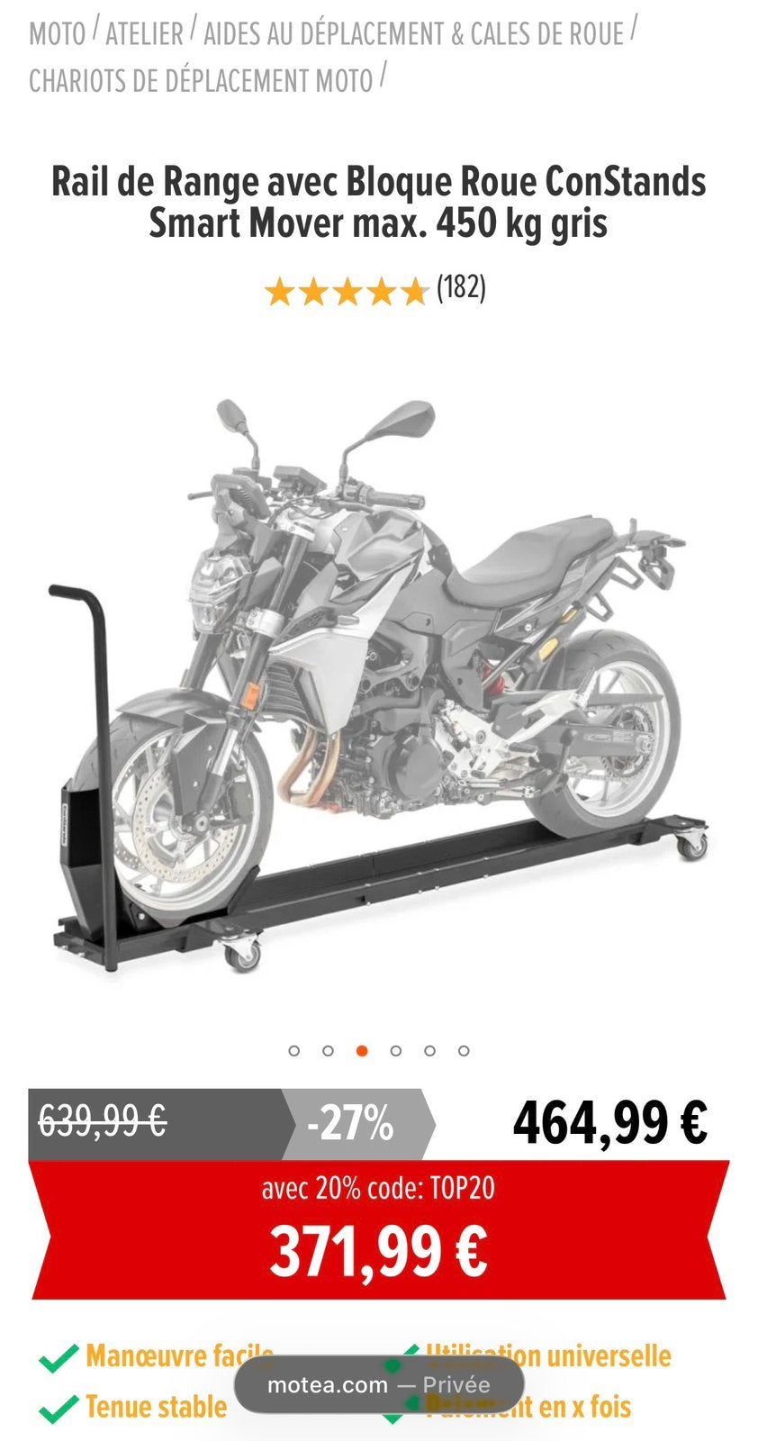 Chariot de moto – en parfait état
