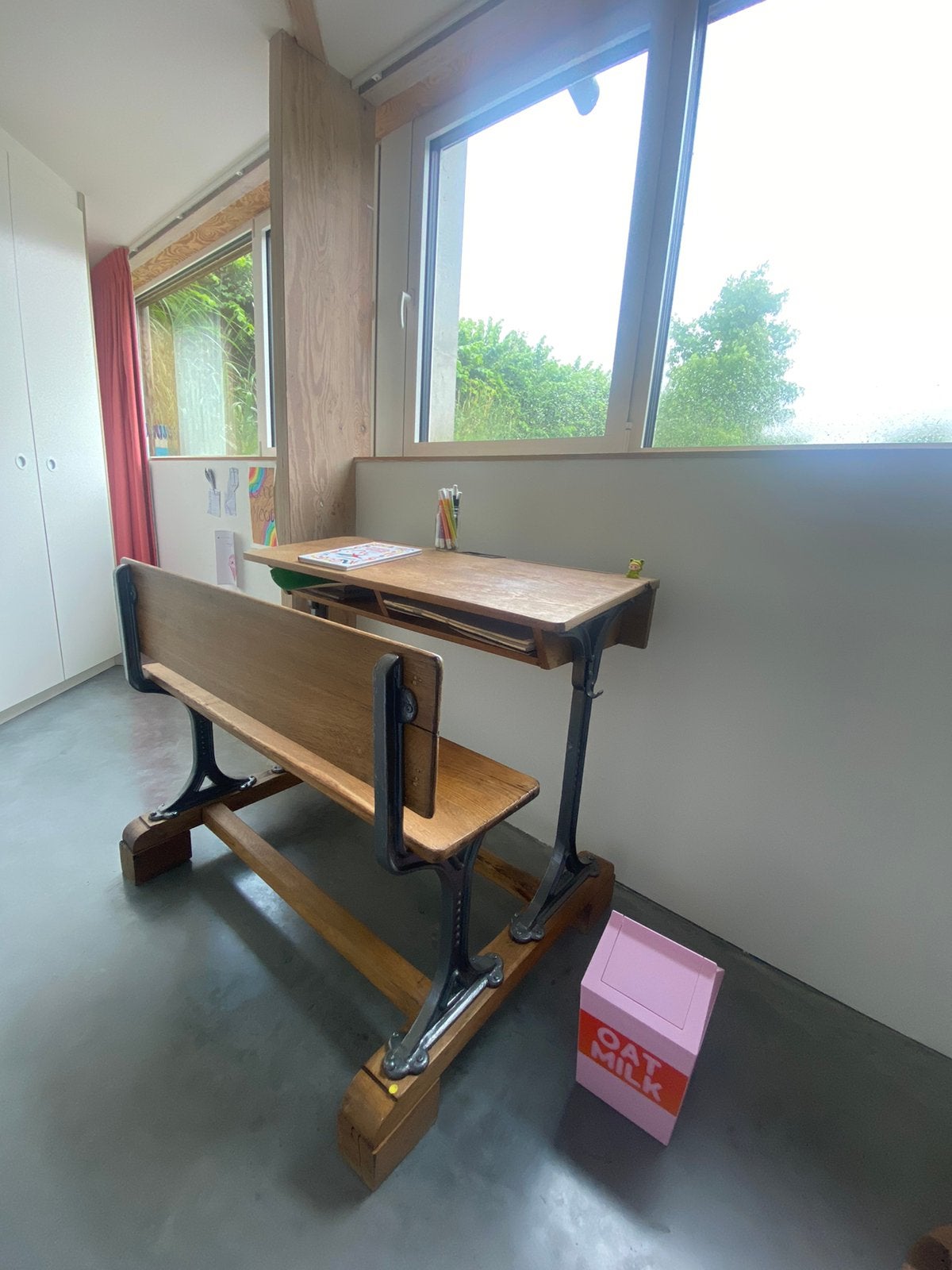 Vintage kinderbureau, Maison & Meubles, Bureaux, 110 cm, Vintage, Enlèvement, Bureau enfant