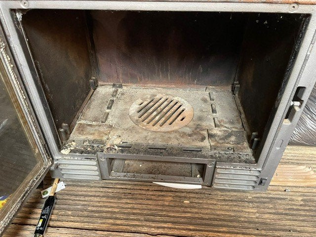 Houtkachel met kachelbuizen, Doe-het-zelf en Bouw, Verwarming en Radiatoren, Ophalen, Gebruikt, Minder dan 60 cm, Kachel
