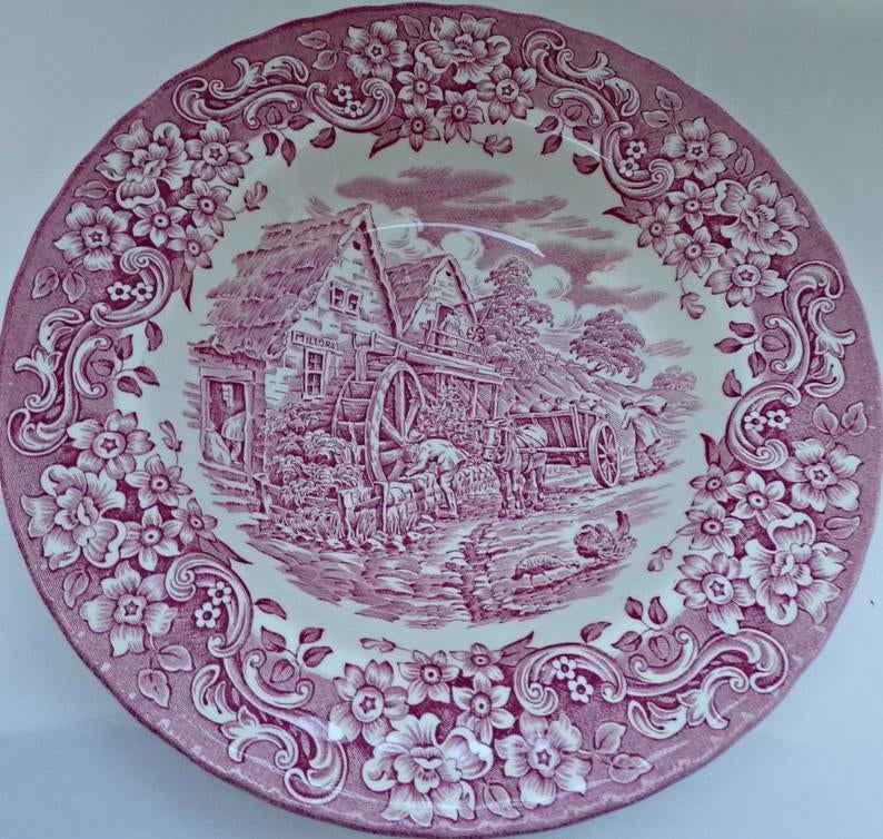 Set van 2 roze soepborden, Ophalen of Verzenden, Bord(en)