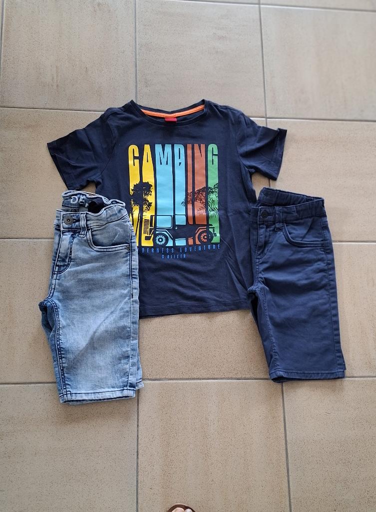 2 bermuda's en shirt  maat 122, Kinderen en Baby's, Kinderkleding | Maat 122, Zo goed als nieuw, Jongen, S.Oliver, Ophalen