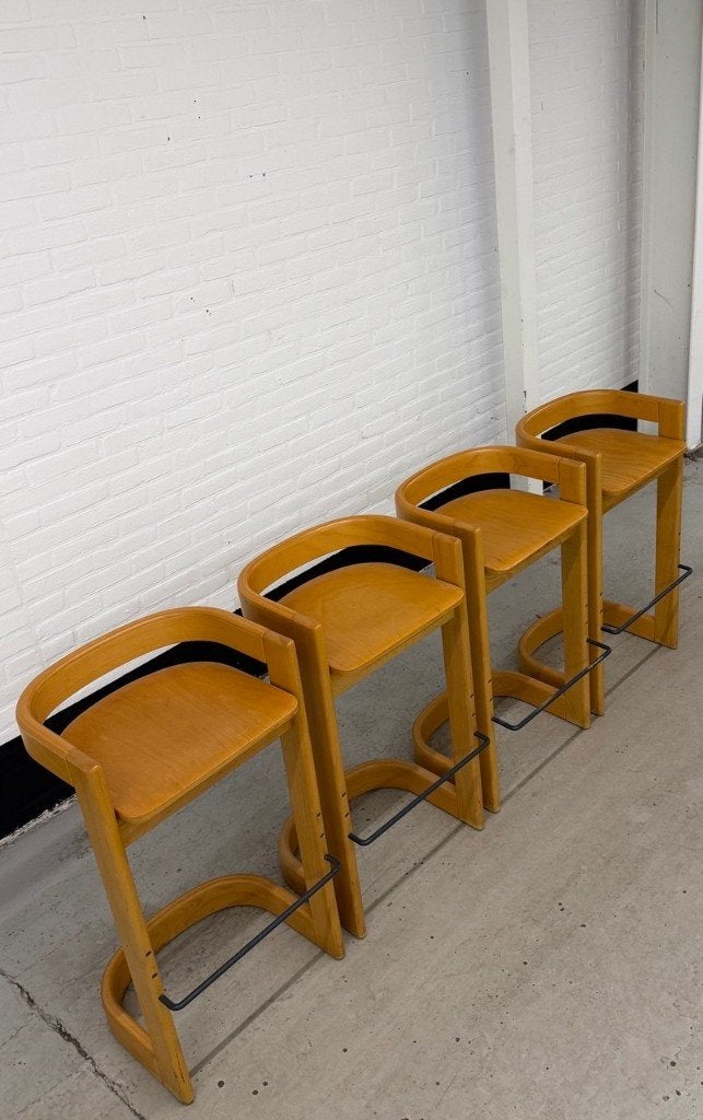Set van 4 Willy Rizzo stijl barkrukken, Maison & Meubles, Enlèvement, Bois