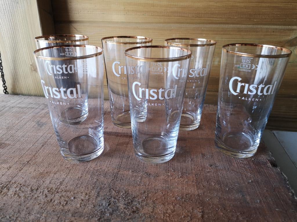 6 bier glazen BOERKES CRISTAL_ALKEN 25CL, Ophalen of Verzenden, Nieuw, Bierglas