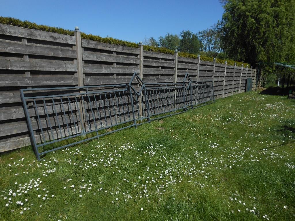 Smeedijzeren tuinafspanning gepoederlakt, Ophalen, Gebruikt, IJzer, Sierhekwerk