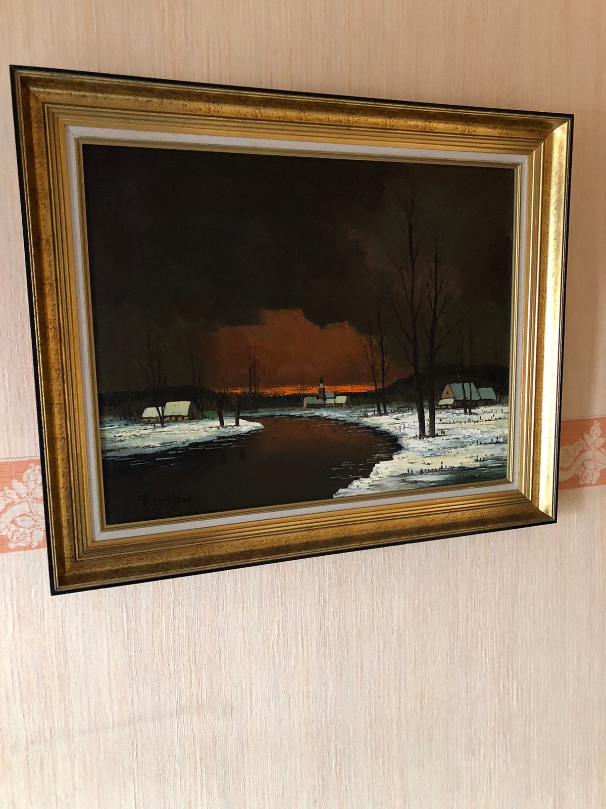 Winterlandschap Piet Mees, Antiek en Kunst, Ophalen, Doek, Gesigneerd, Landschap