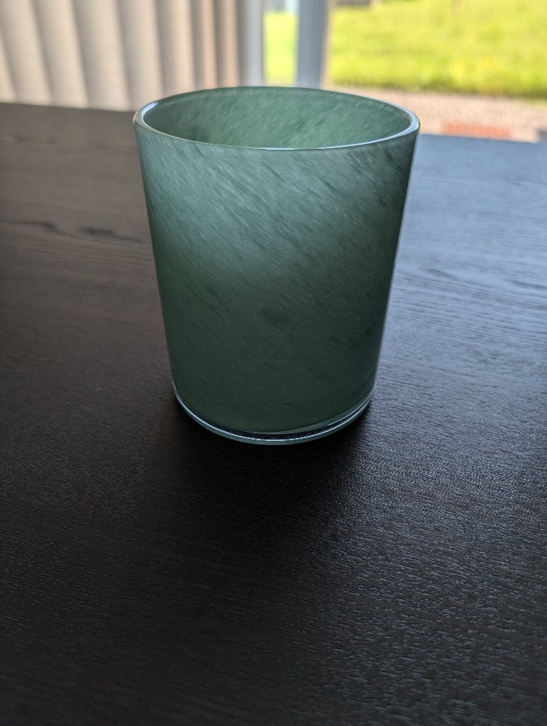 Verre/bougeoir vert, Moins de 25 cm, Comme neuf, Bougie, Autres matériaux