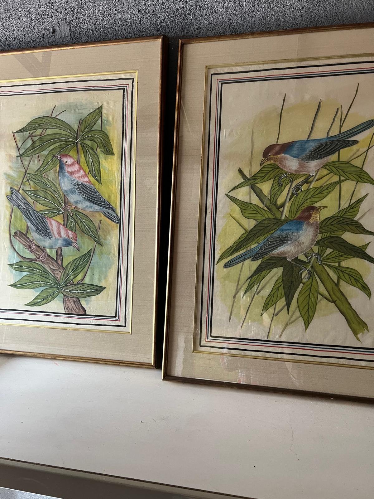 2 antieke schilderij van vogels, Antiek en Kunst, Ophalen