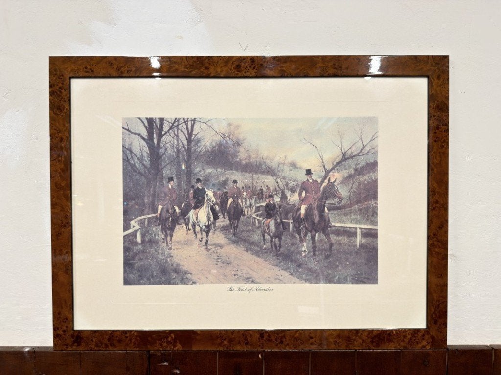 Oude Engelse prent in notenhouten lijst, Antiek en Kunst, Ophalen of Verzenden