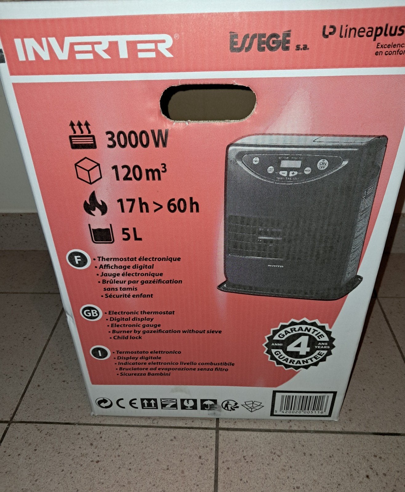 Inventer laserkachel 3 KW  Nieuw + Brandstoftank + Hevelpomp, Caravans en Kamperen, Ophalen, Nieuw