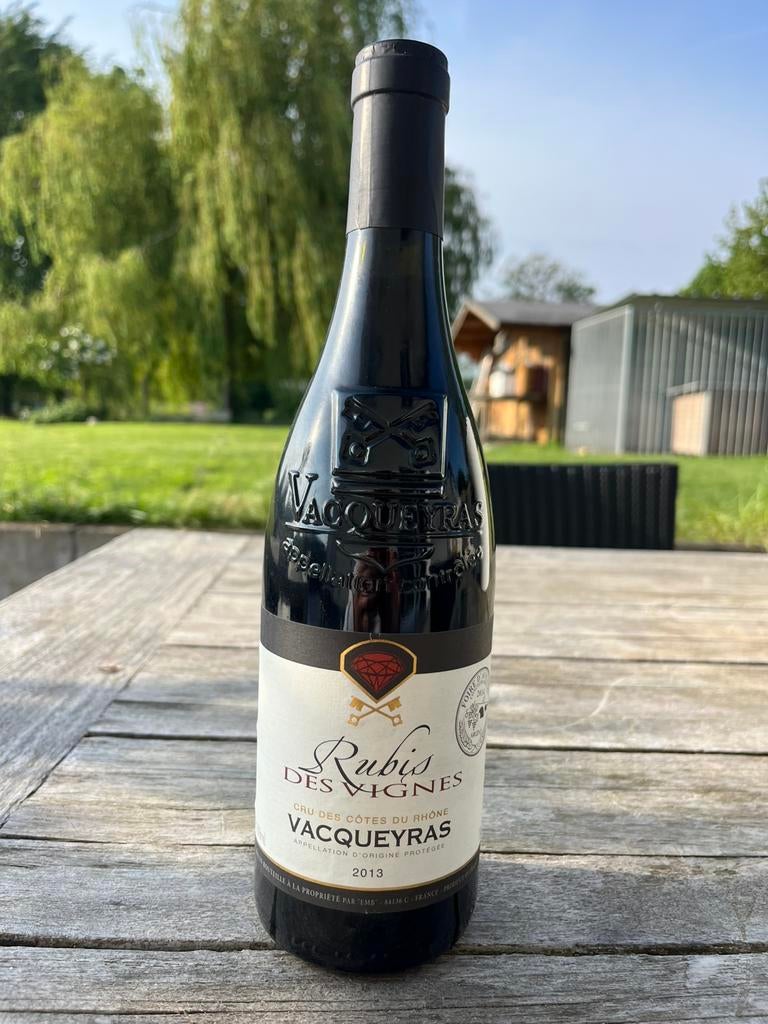 6 flessen Vacqueyras cuvée ‘Rubis des vignes’ 2013 en 2014, Ophalen of Verzenden, Zo goed als nieuw