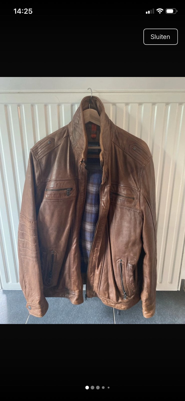 Lederen jas, Ophalen, Gedragen, Maat 56/58 (XL), Bruin