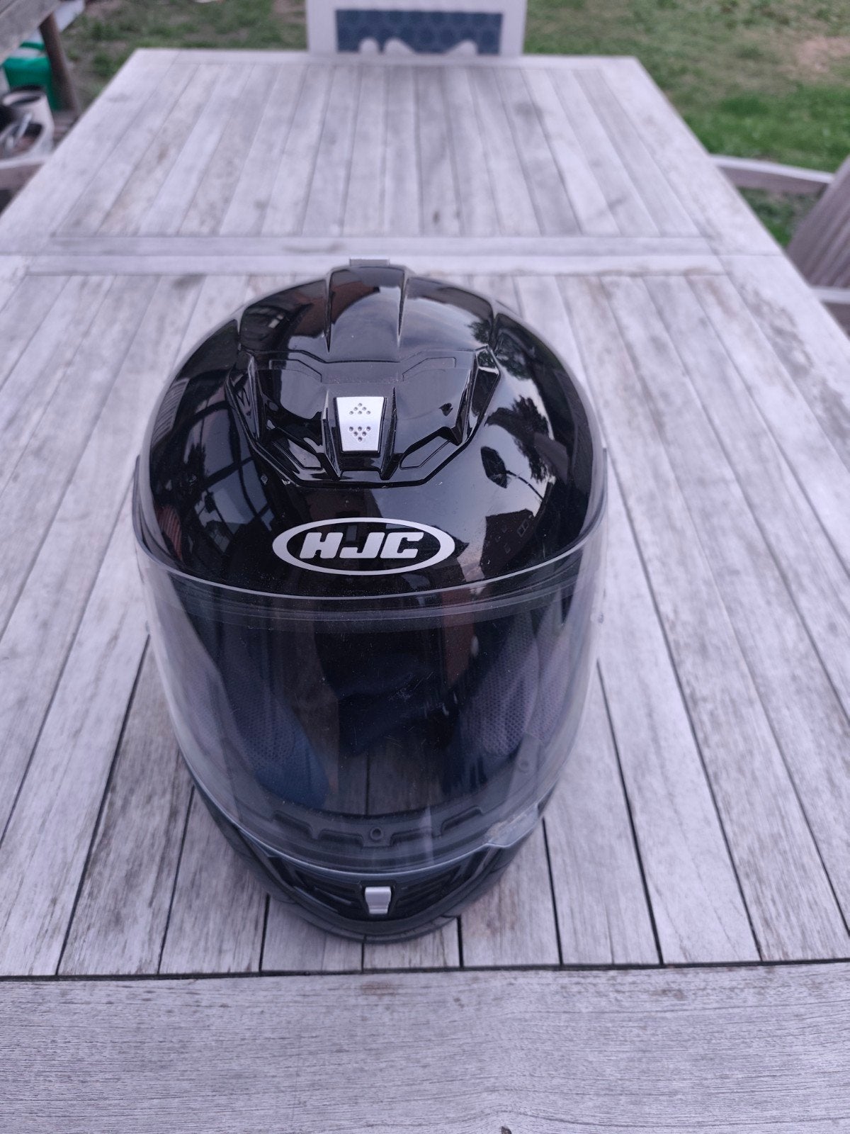HJC motorhelm zwart glanzend, Motos, Seconde main, Femmes, HJC, Enlèvement
