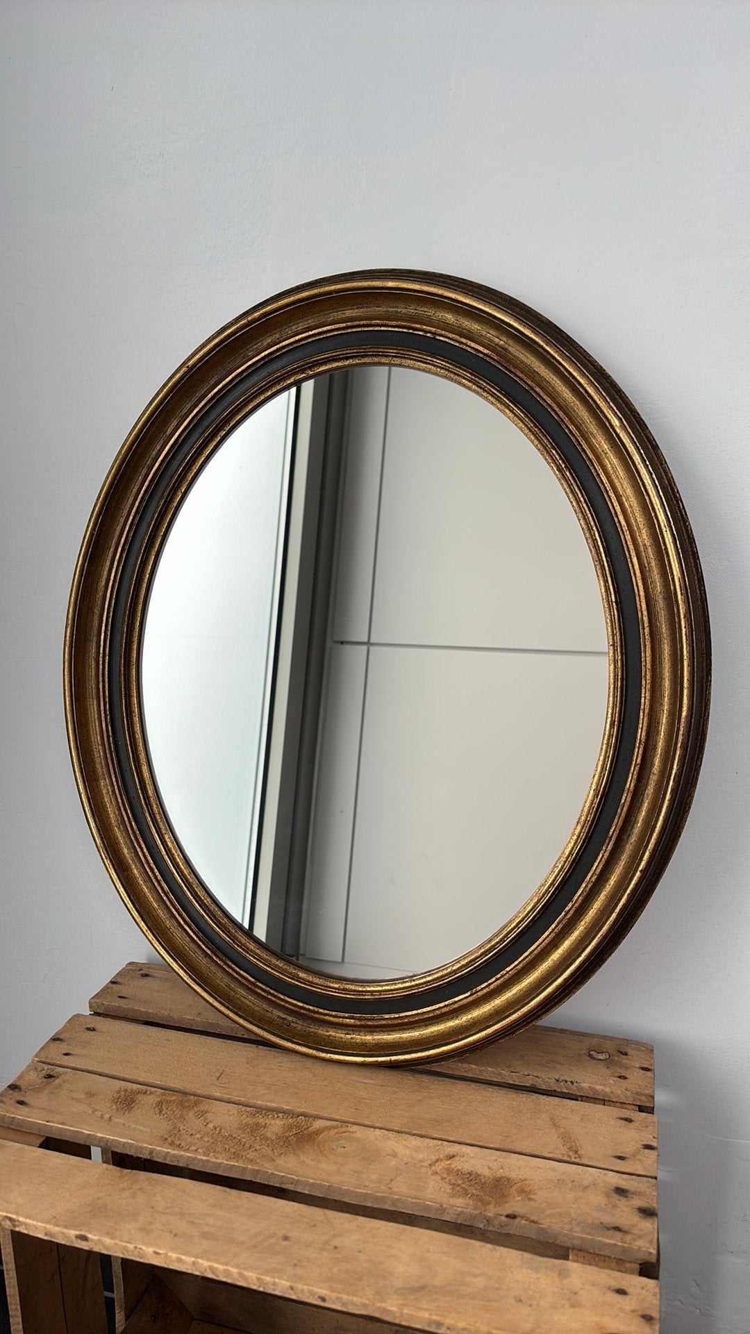Vintage vergulde ovale spiegel 51cm x 61cm, Huis en Inrichting, Ophalen, Zo goed als nieuw, Minder dan 100 cm, Ovaal