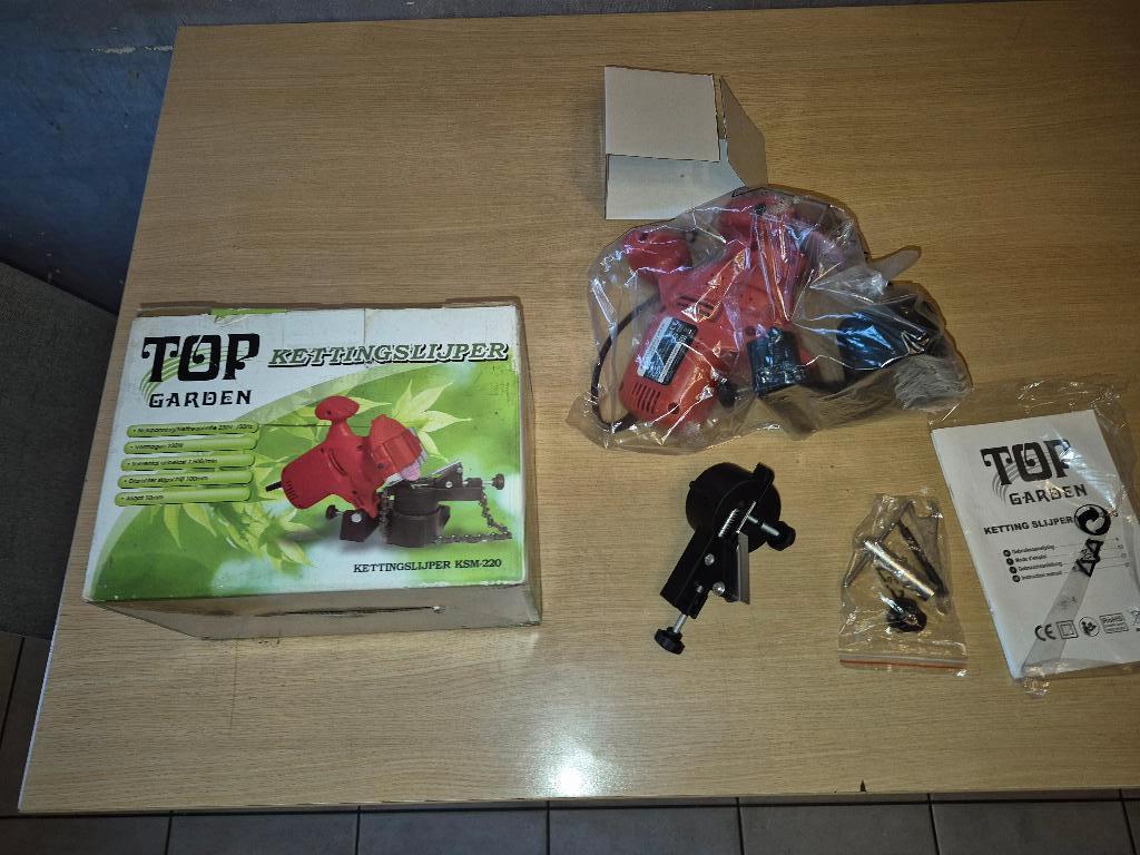kettingzaagslijper  220W precisie slijpsteen instelbare hoek, Ophalen, Kettingzaag, Nieuw, Top Garden