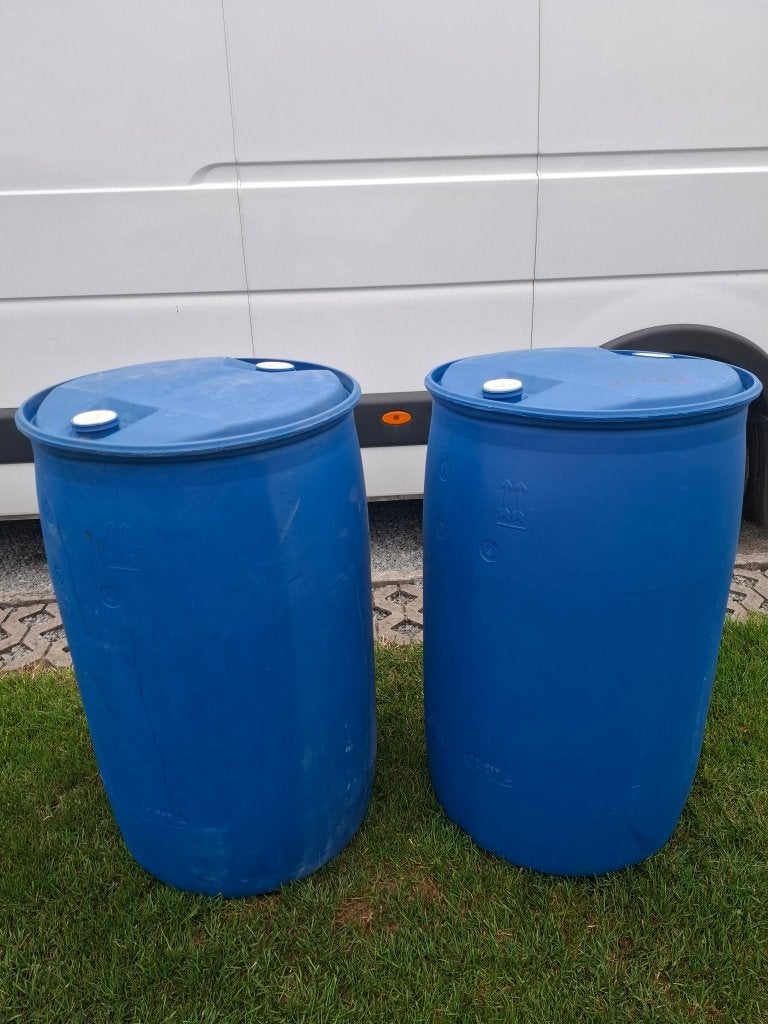 blauwe regenton 200 L, Tuin en Terras, 150 liter of meer, Ophalen, Zo goed als nieuw, Kunststof