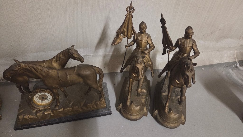 Ensemble de cheminée/horloge ancien en 3 pièces, Enlèvement