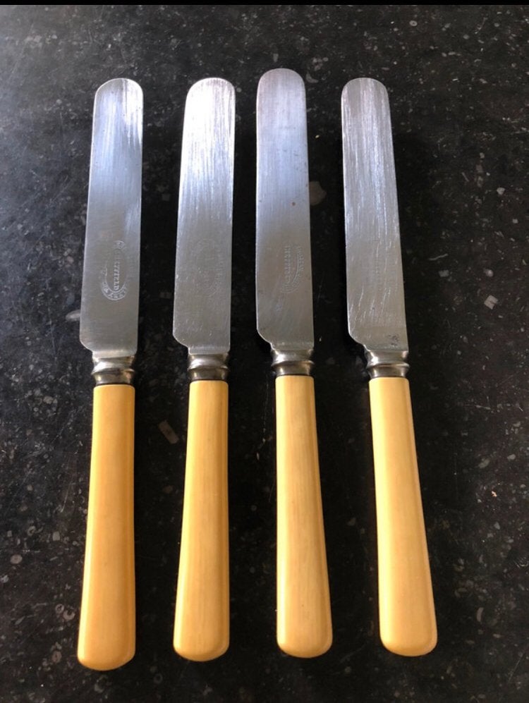 Set van 4 antieke Engelse tafelmessen (Sheffield), Antiek en Kunst, Verzenden