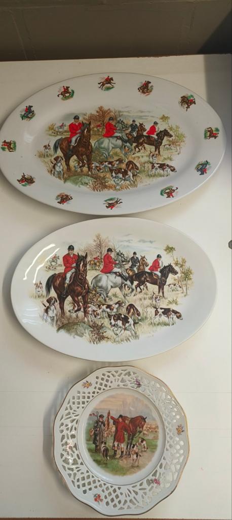3 assiettes/plats anciens (chasse), Antiquités & Art, Enlèvement ou Envoi
