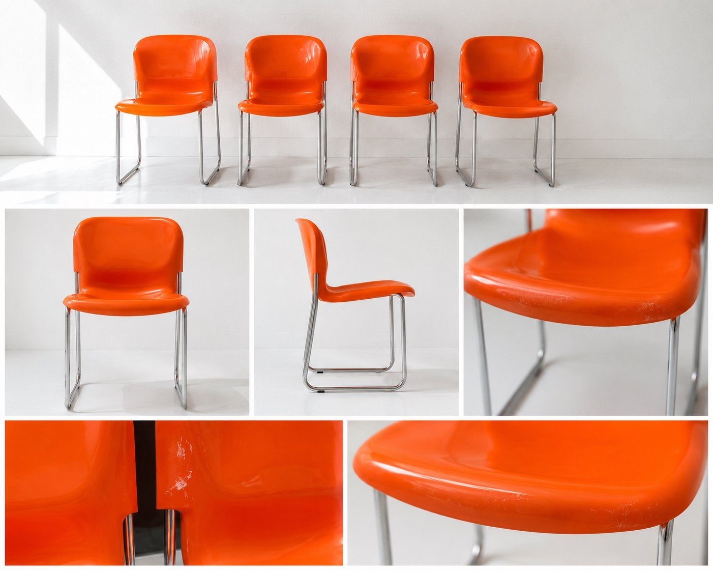 Set 4x vintage Drabert swing chairs - Gerd Lange, Maison & Meubles, Chaises, Autres couleurs, Vintage, Comme neuf, Synthétique