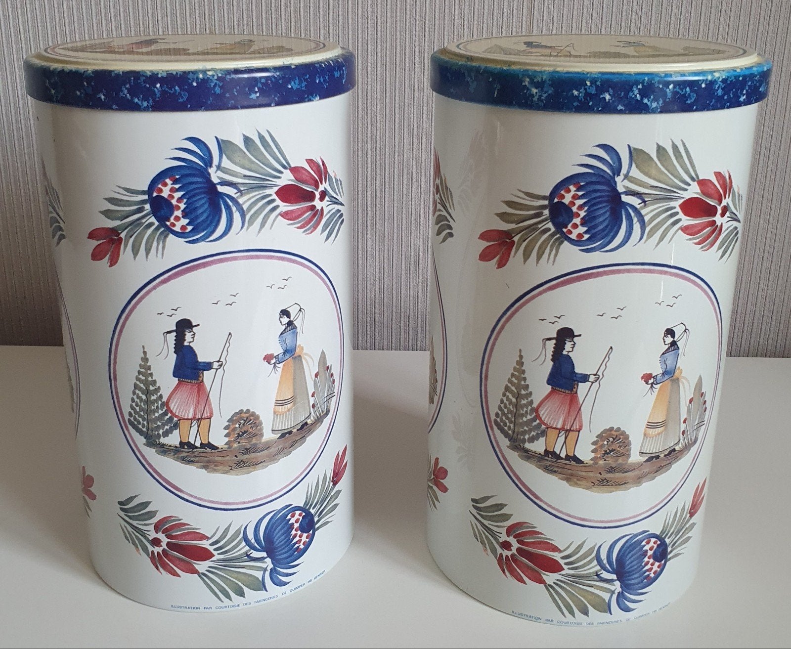 Set van 2 Vintage Bretonse Blikken – HB Henriot Quimper / Ma, Enlèvement, Comme neuf, Biscuits