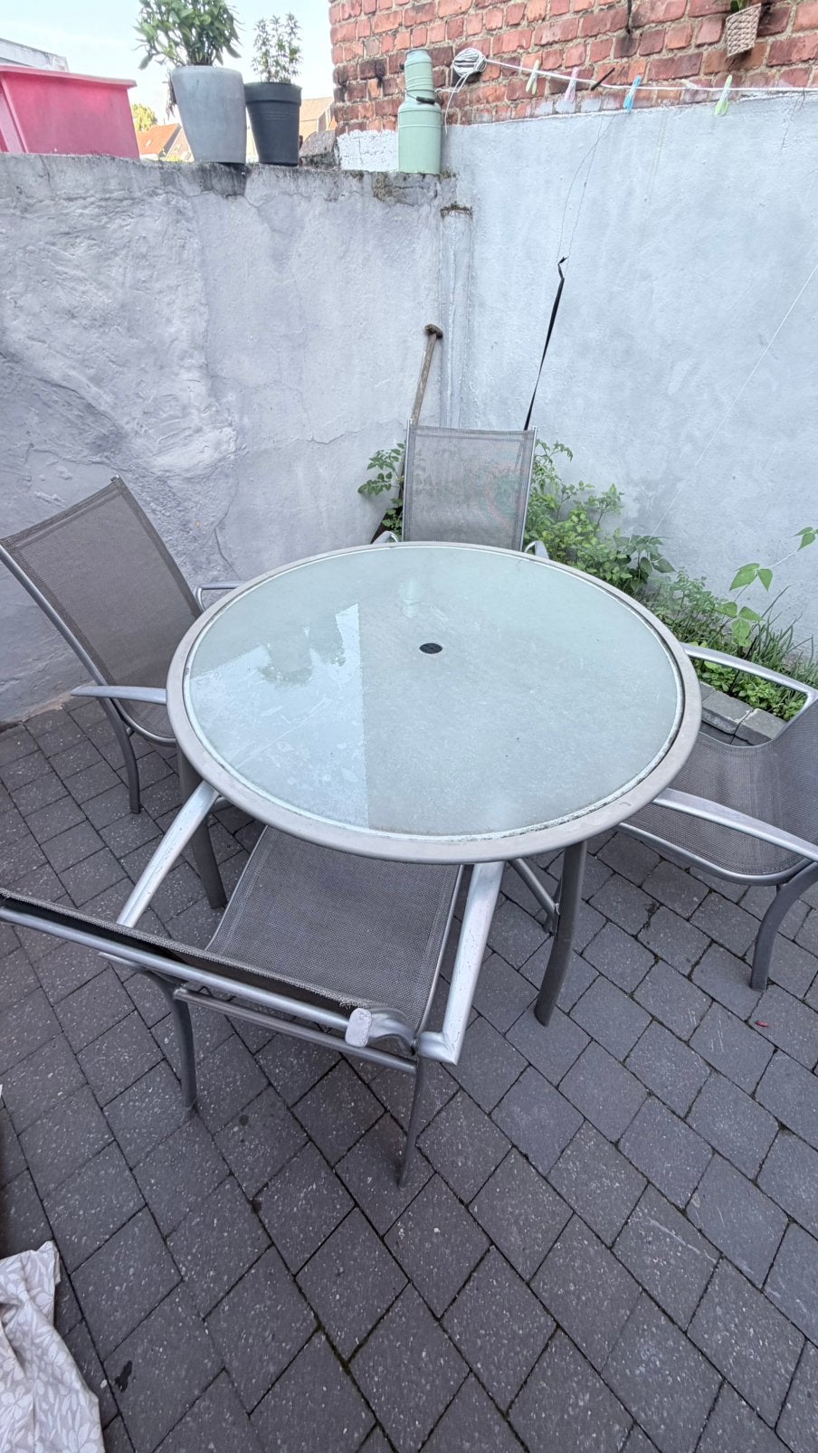 Tuintafel aluminium met 4 stoelen, Ophalen, 4 zitplaatsen, Bijzettafel, Aluminium