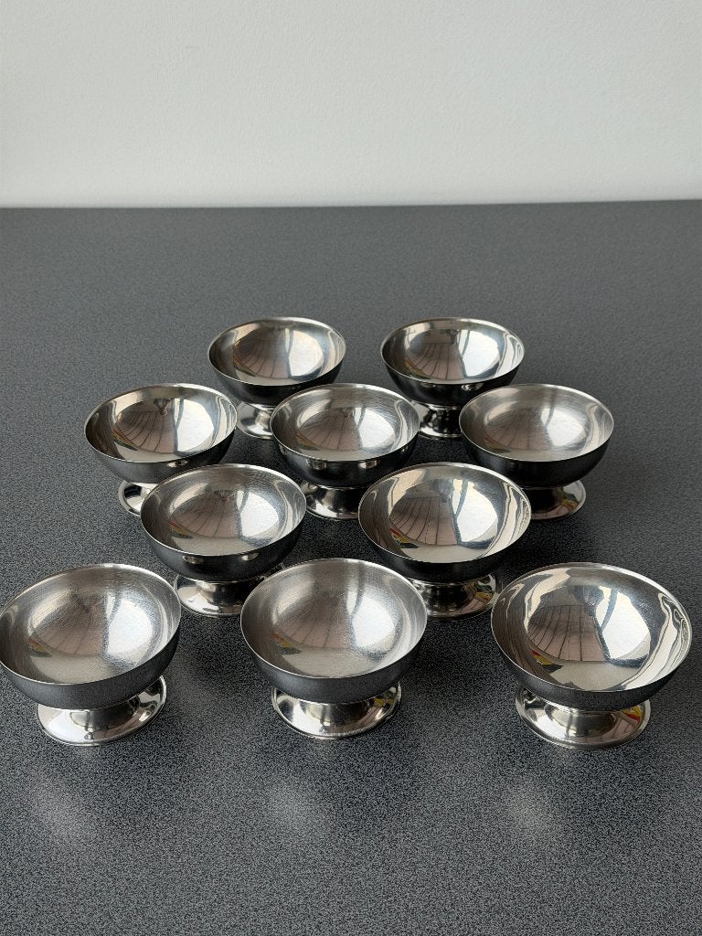 Vintage RVS ijscoupes (dessertpotjes) - 15 stuks, Gebruikt, Overige merken, Vintage, Ophalen of Verzenden