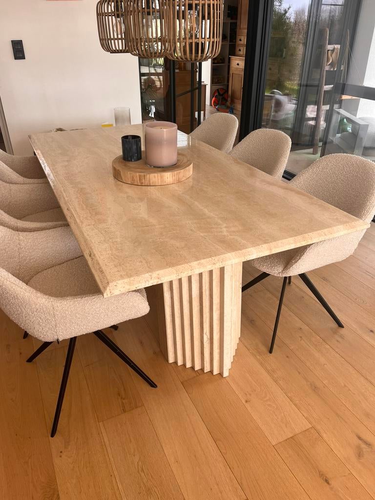 6 prachtige stoelen, kleur champagne, Huis en Inrichting, Stoelen, Ophalen, Zo goed als nieuw, Overige kleuren, Stof