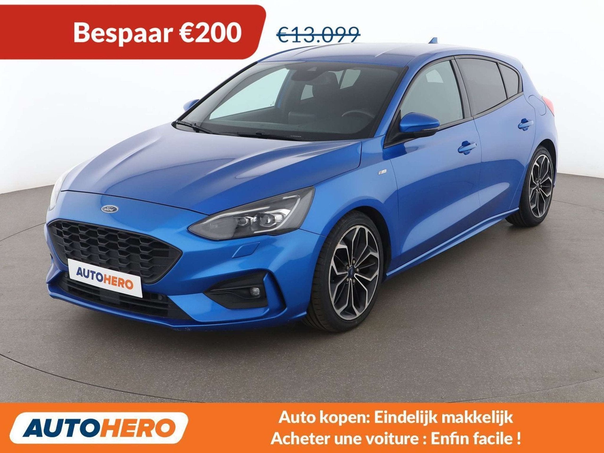Ford Focus 1.5 TDCi EcoBlue ST-Line (bj 2019, automaat), Auto's, Stof, Gebruikt, Lichtsensor, Blauw