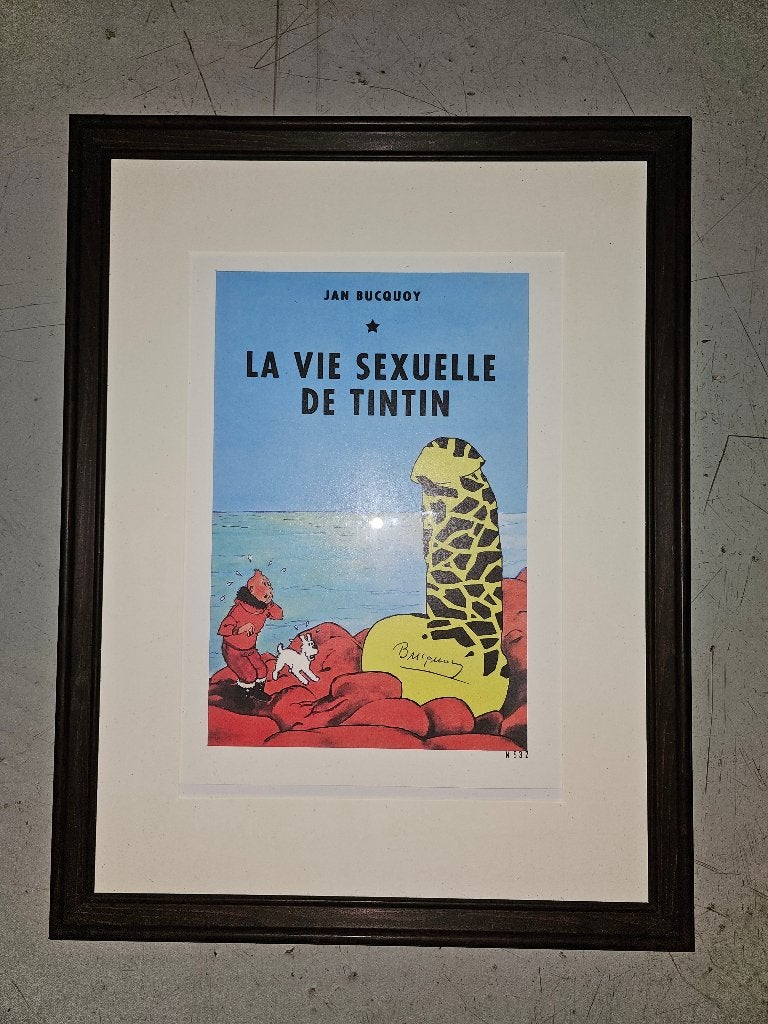 Litho Kuifje Tintin La vie sexuelle  Jan Bucquoy  Genummerd, Ophalen, Gesigneerd