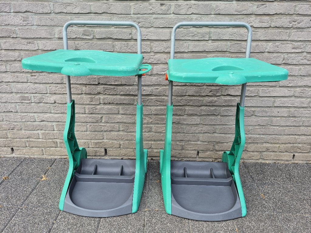 2 afvalzak houders met deksel, wielen en gereedschapshouder, Ophalen, Gebruikt
