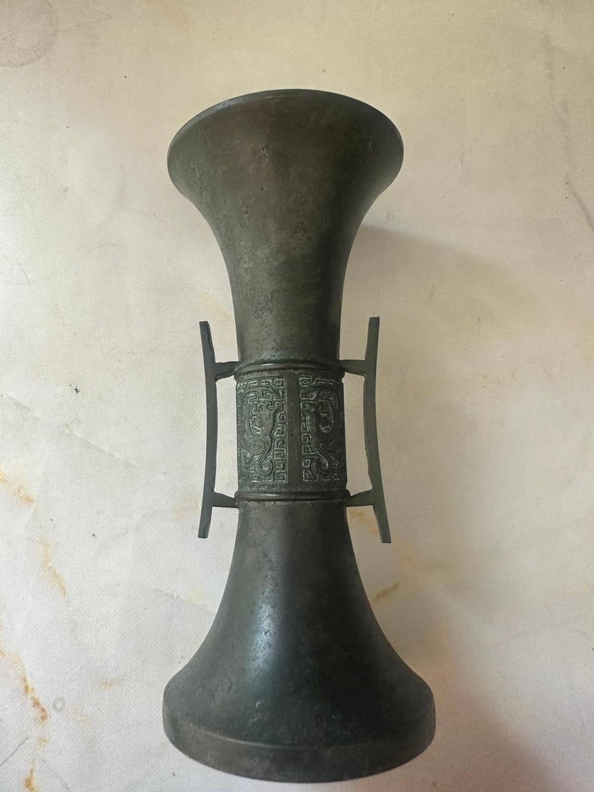 bronzen chinese vaas GU Qing dynastie 18 cm, Antiek en Kunst, Ophalen of Verzenden, Brons