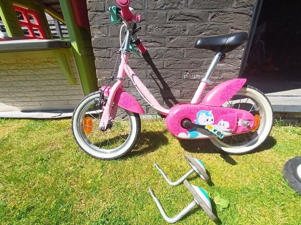 Fiets btwin 16 inch roze, Fietsen en Brommers, Ophalen, Gebruikt, Velgrem, Btwin Decathlon