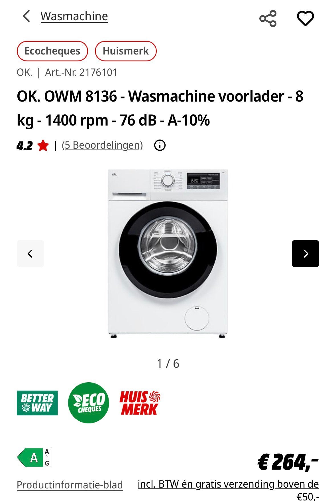 Wasmachine Dringend weg, Ophalen, Zo goed als nieuw