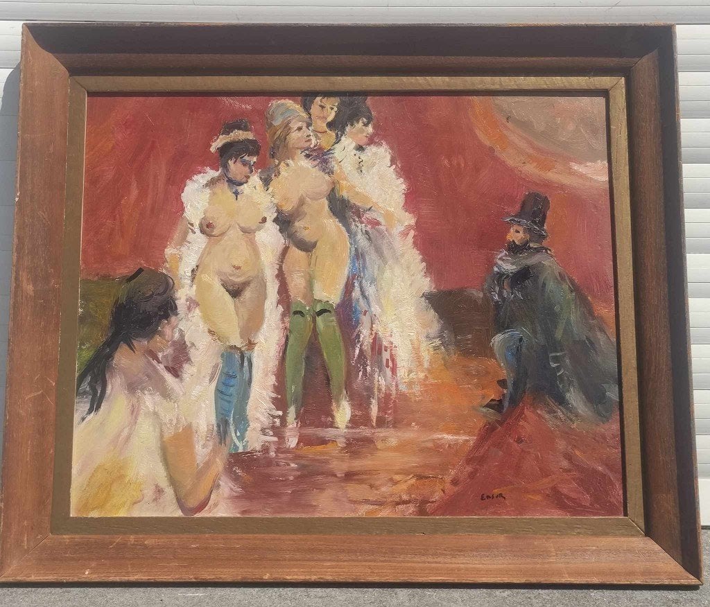 huile sur panneau signe james ensor, Antiquités & Art, Enlèvement ou Envoi, Paysage, Toile