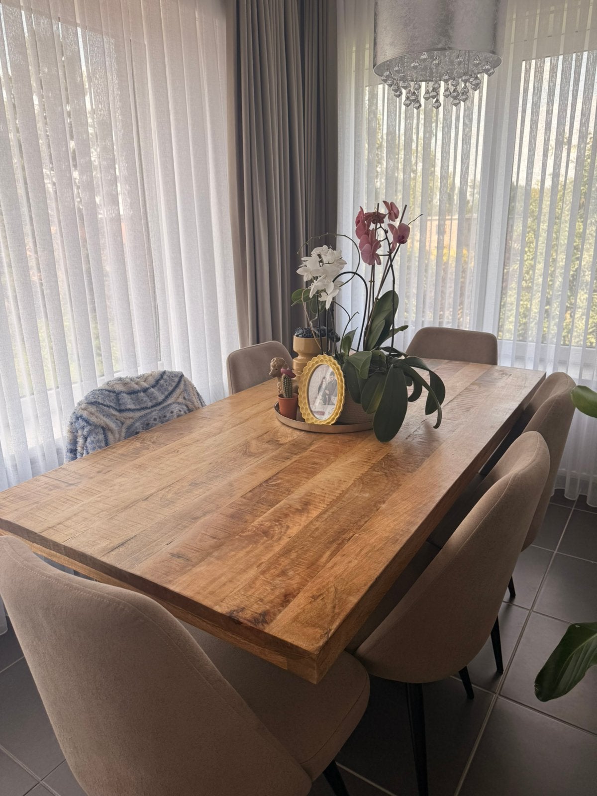 Belle table de salle à manger en bois de manguier industriel, Maison & Meubles, Mobilier complet, Enlèvement