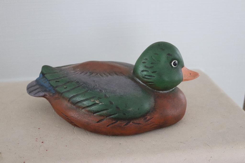 Canard en céramique, Comme neuf, Vert, Pierre/céramique, Campagnard