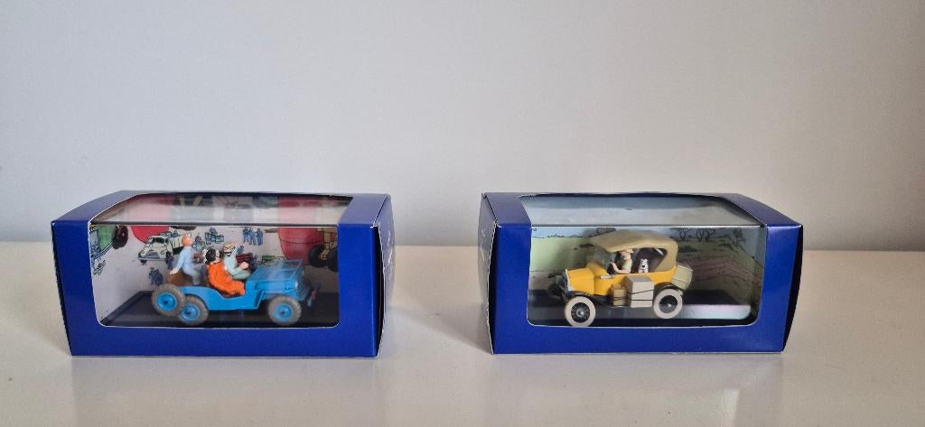 2 Kuifje / Tintin miniatuurauto’s in doos – verzamelobject, Verzamelen, Stripfiguren, Zo goed als nieuw, Beeldje of Figuurtje