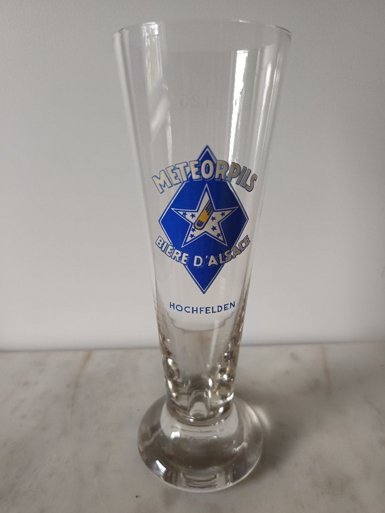 ***VERKOCHT*** Oud zeldzaam bierglas meteorpils, Verzamelen, Verzenden, Gebruikt, Bierglas