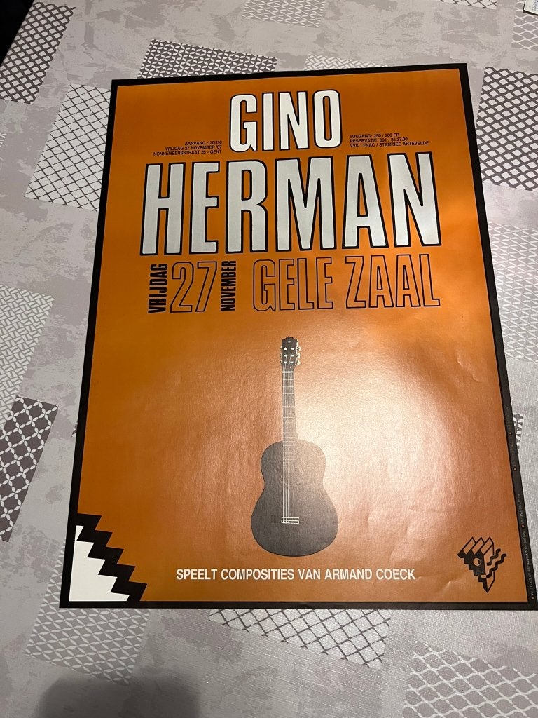 Vintage Poster Gino Herman - Gele Zaal, Enlèvement ou Envoi, Rectangulaire vertical, Musique, Utilisé
