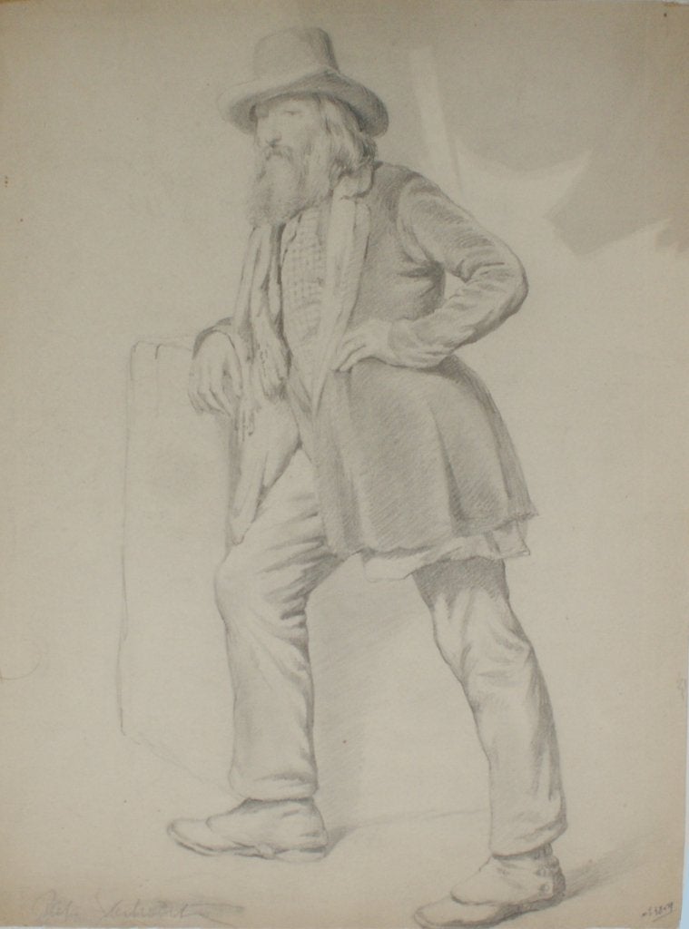 Piet Verhaert (1852-1908): Rustende man (43 x 52 cm), Enlèvement ou Envoi, Réaliste, Signé, Dessin