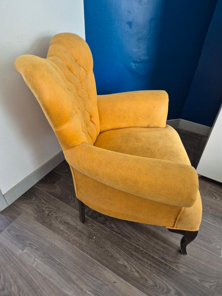 Fauteuils, Maison & Meubles, Fauteuils, Utilisé, Bois, Tissus, 75 à 100 cm, Enlèvement