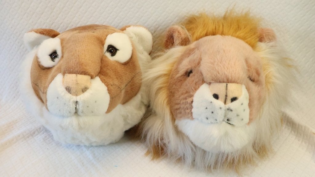 Pluche knuffel kop leeuw en tijger, Ophalen of Verzenden, Leeuw