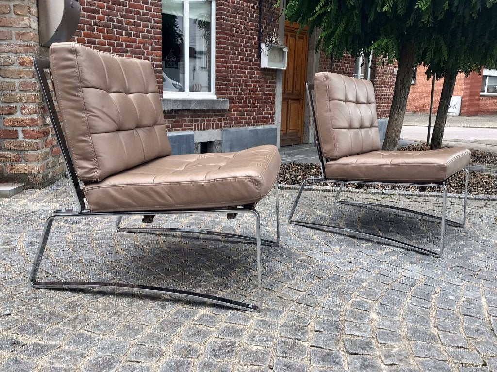 Vintage design Leather lounge Chairs, Ophalen, Gebruikt